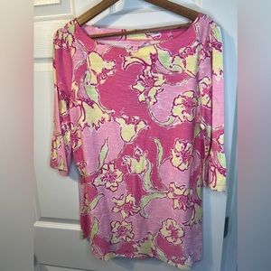 Lilly Pulitzer Belle Top in Hotty Pink Day Lilly - Size XL
